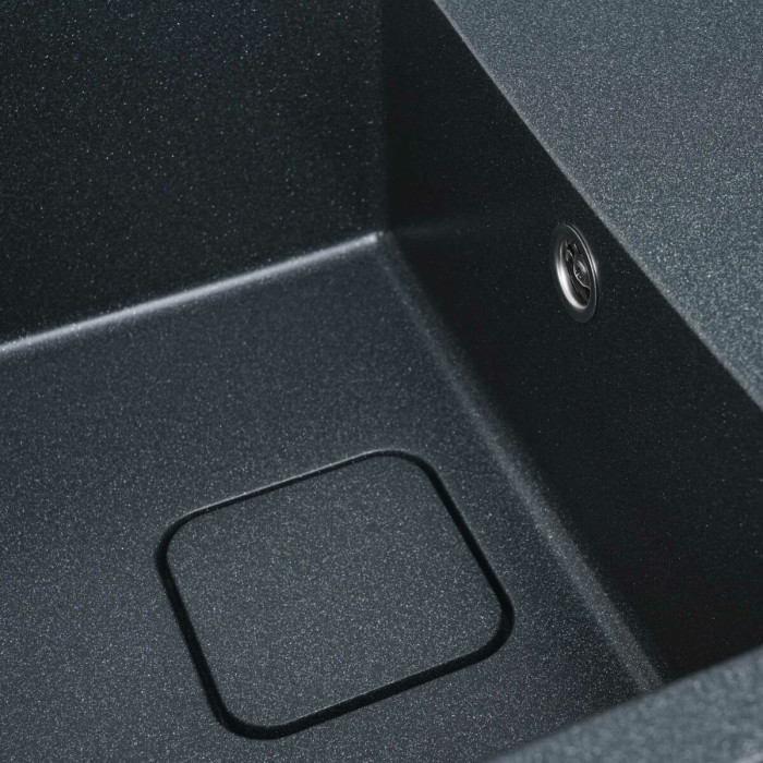 Valeso Cube 7850 anthracite – 78 cm rectangular sink with a large bowl and recessed wing; drain with a decorative cover