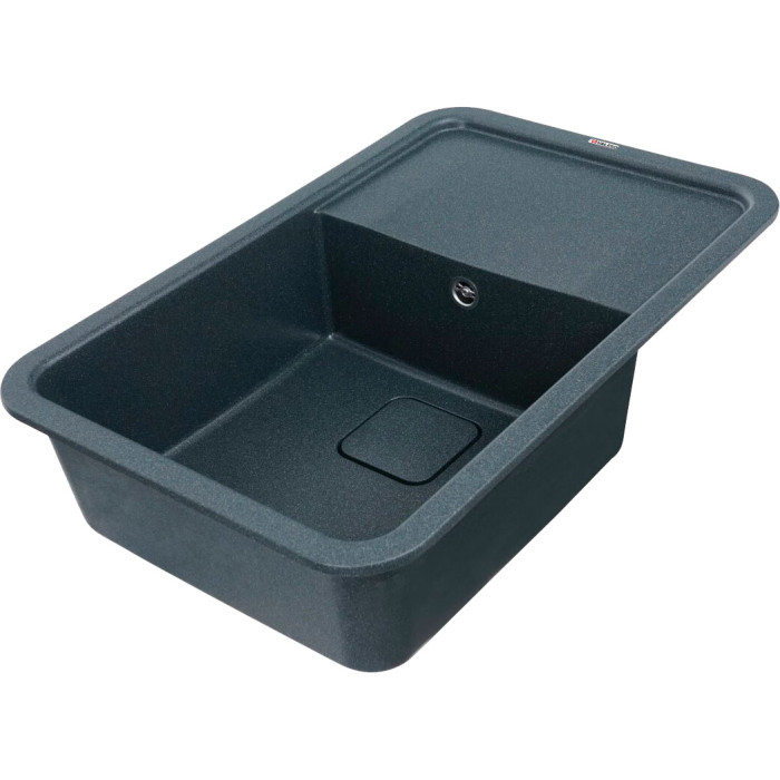 Valeso Cube 7850 anthracite – 78 cm rectangular sink with a large bowl and recessed wing; drain with a decorative cover