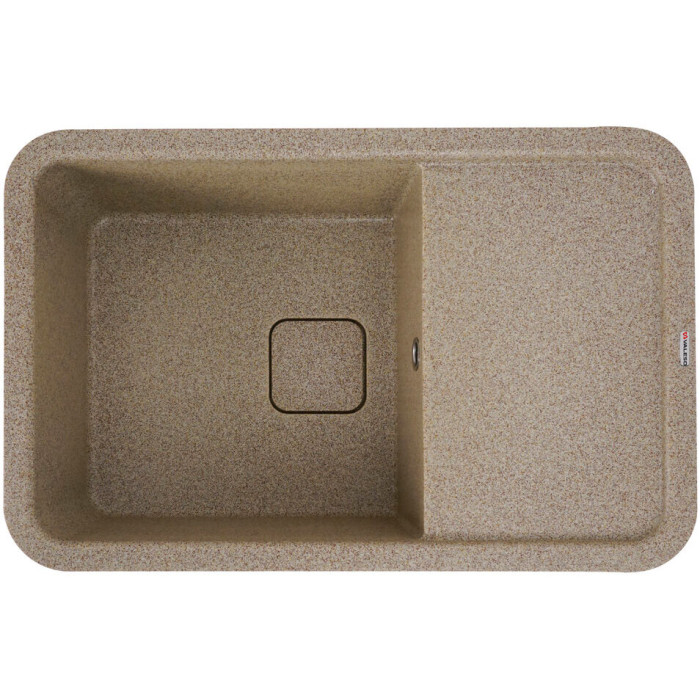 Valeso Cube 7850 caramel – 78 cm ceramic granite sink with a matte surface; 43/43/18 cm bowl with a drain cover