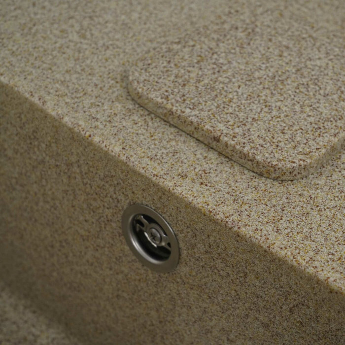 Valeso Cube 7850 caramel – 78 cm ceramic granite sink with a matte surface; 43/43/18 cm bowl with a drain cover