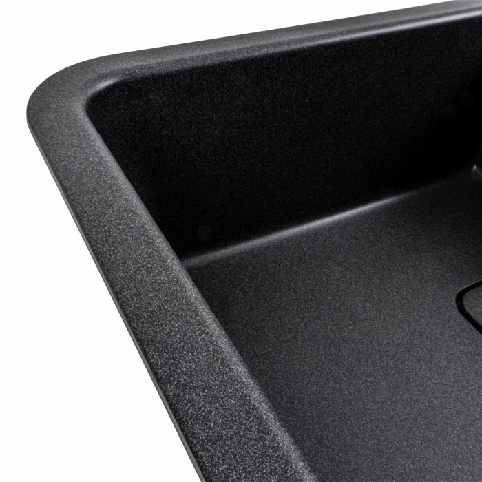 Valeso Cube 7850 carbon – 78 cm rectangular kitchen sink with rounded corners; composite based on natural quartz