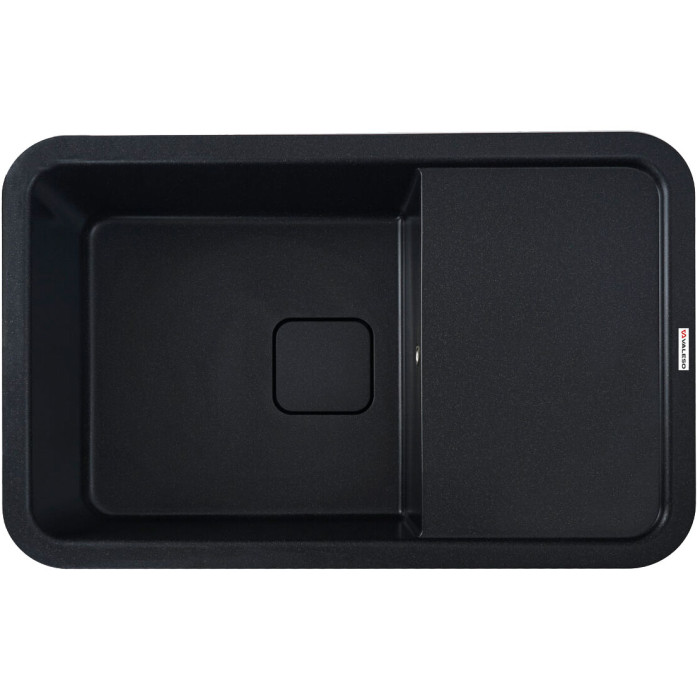 Valeso Cube 7850 black metallic – 78/50 cm inset sink with a dish drying platform and concealed drain