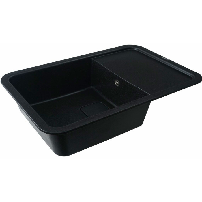 Valeso Cube 7850 black metallic – 78/50 cm inset sink with a dish drying platform and concealed drain