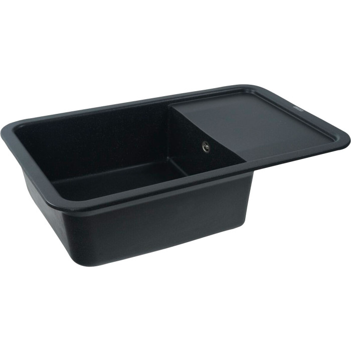 Valeso Cube 7850 black metallic – 78/50 cm inset sink with a dish drying platform and concealed drain