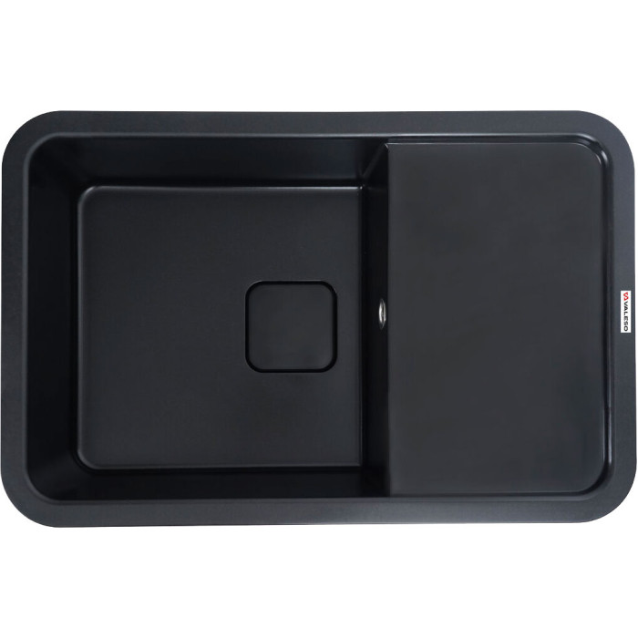 Valeso Cube 7850 black – original 78/50 cm composite rectangular sink with a large bowl and concealed drain opening