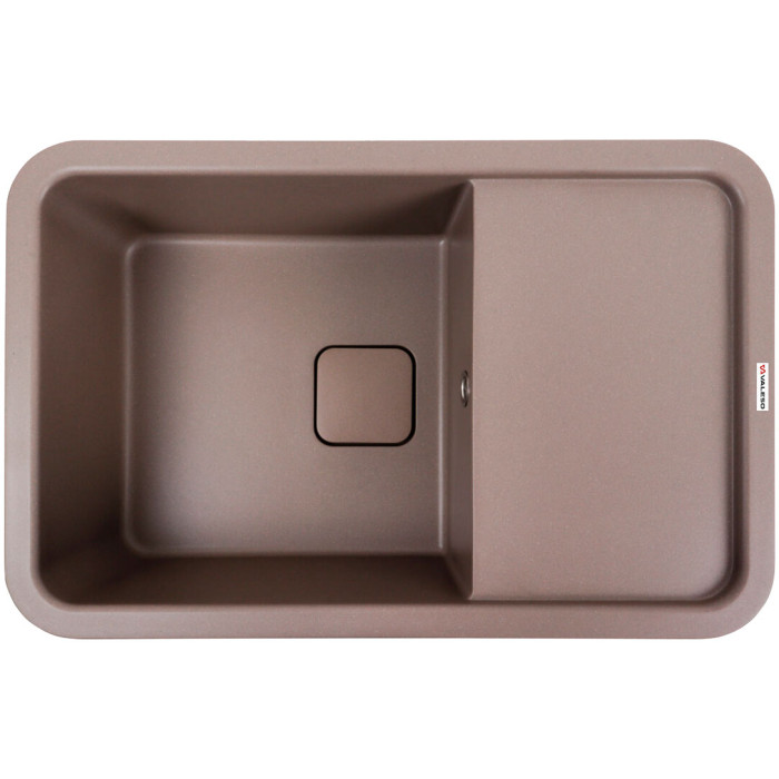 Valeso Cube 7850 dune – kitchen sink made of artificial stone (quartz base), 78/50 cm, with rounded corners and a matte surface