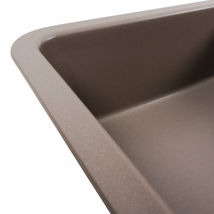 Valeso Cube 7850 dune – kitchen sink made of artificial stone (quartz base), 78/50 cm, with rounded corners and a matte surface