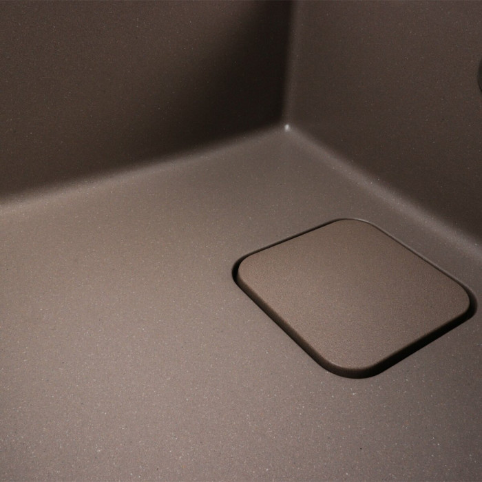 Valeso Cube 7850 dune – kitchen sink made of artificial stone (quartz base), 78/50 cm, with rounded corners and a matte surface
