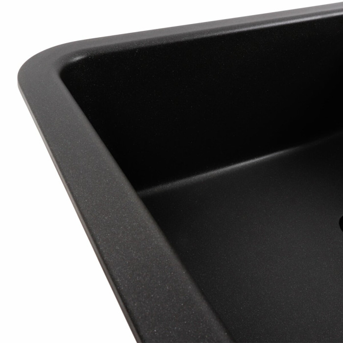 Valeso Cube 7850 morion – original inset kitchen sink made of quartz with polyester resin; with a dish drying platform