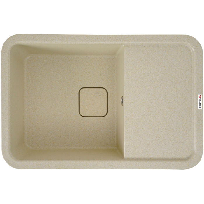 Valeso Cube 7850 sand – matte composite sink 78/50 cm with rounded corners and a decorative cover on the drain opening