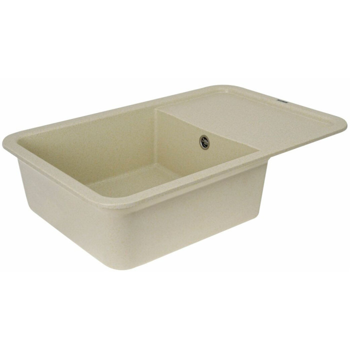 Valeso Cube 7850 sand – matte composite sink 78/50 cm with rounded corners and a decorative cover on the drain opening