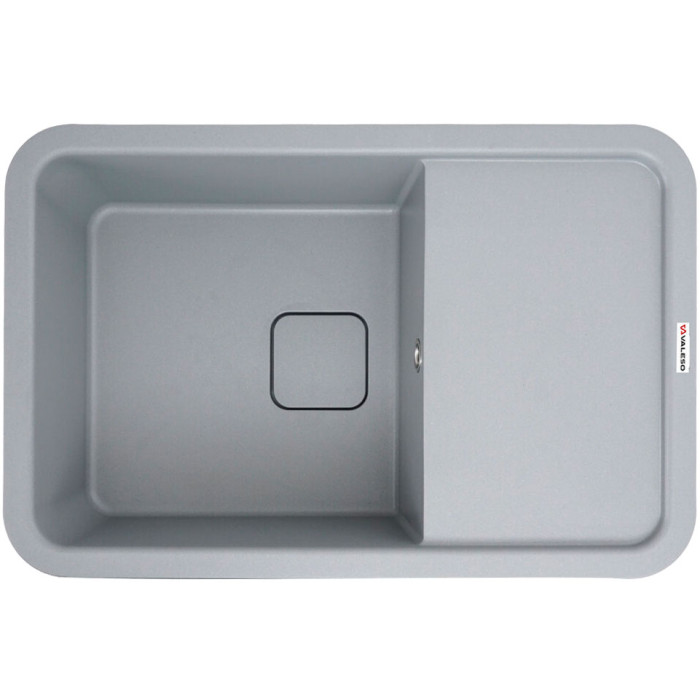 Valeso 7850 Cube grey metallic – large inset kitchen sink made of artificial granite; 78 cm with a wing