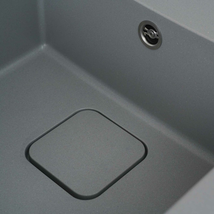 Valeso 7850 Cube grey metallic – large inset kitchen sink made of artificial granite; 78 cm with a wing
