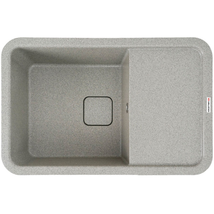 Valeso Cube 7850 grey – 78 cm composite inset sink with a wing; rounded corners