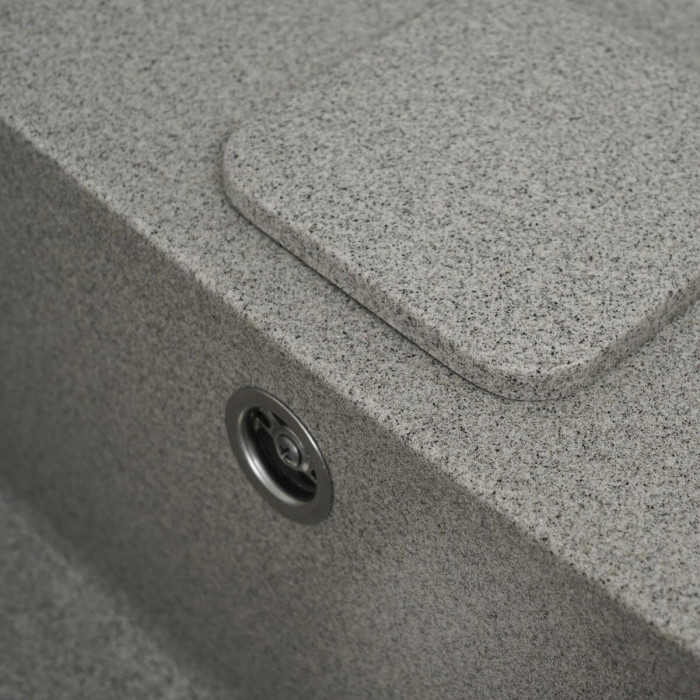 Valeso Cube 7850 grey – 78 cm composite inset sink with a wing; rounded corners