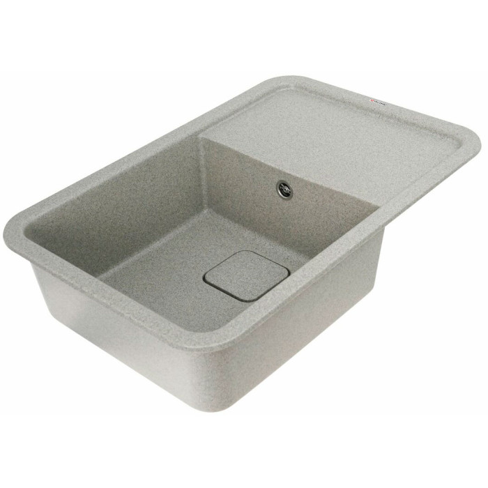 Valeso Cube 7850 grey – 78 cm composite inset sink with a wing; rounded corners