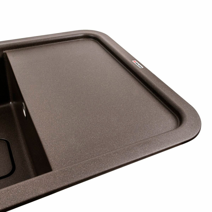 Valeso Cube 7850 dark rock — 78 cm built-in kitchen sink with porcelain stoneware drainer