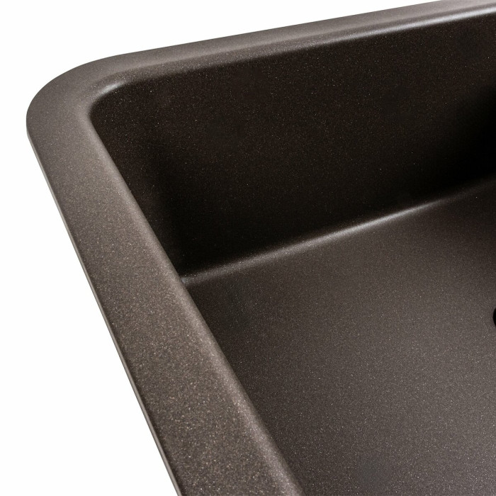 Valeso Cube 7850 dark rock — 78 cm built-in kitchen sink with porcelain stoneware drainer