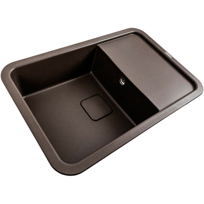 Valeso Cube 7850 dark rock — 78 cm built-in kitchen sink with porcelain stoneware drainer