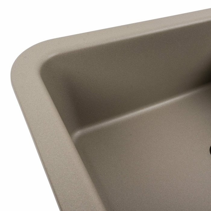 Valeso Cube 7850 titanium – 78 cm quartz sink for kitchen countertop installation; large 43/43 cm bowl with a drain cover matching the sink’s color