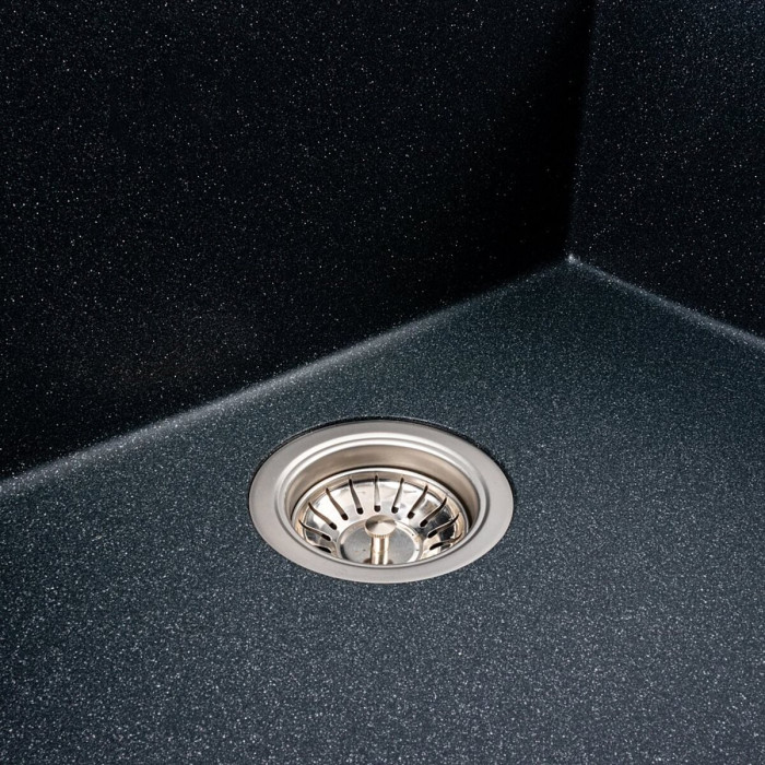 Valeso Davina 5750 антрацит — гранітна кухонна мийка з крилом та глибокою чашею