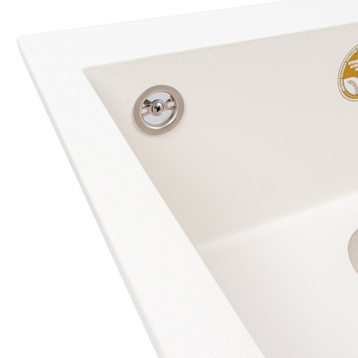 Valeso Davina 5750 Білосніжний — гранітна кухонна мийка 57 см з однією чашею глибиною 20 см