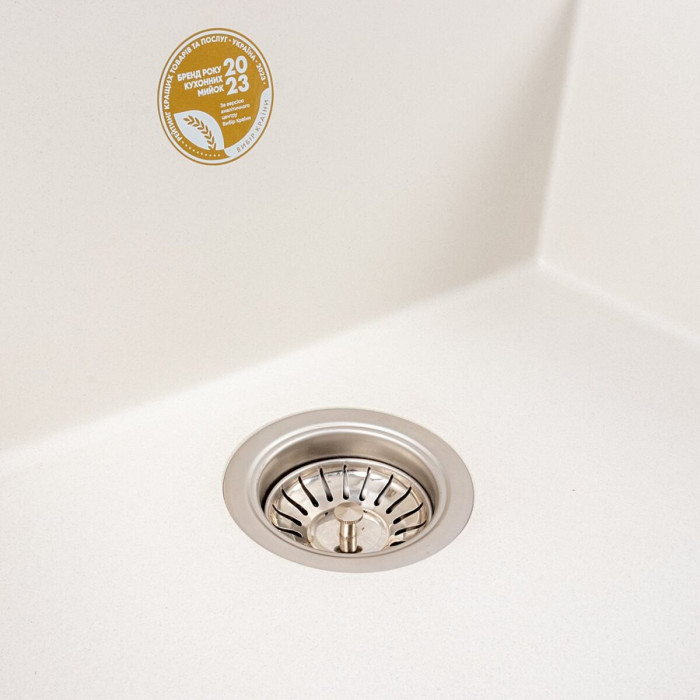 Valeso Davina 5750 Білосніжний — гранітна кухонна мийка 57 см з однією чашею глибиною 20 см