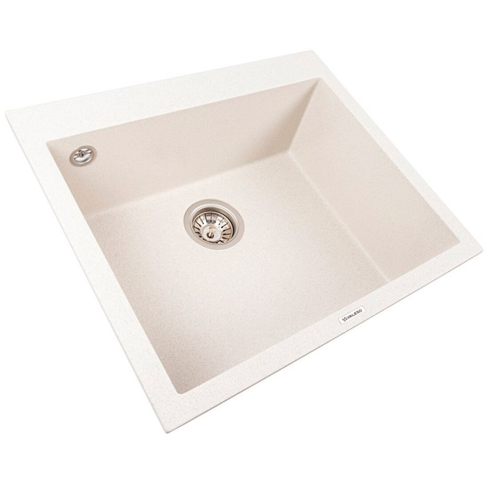 Valeso Davina 5750 білий в точку — гранітна кухонна мийка з глибокою чашею