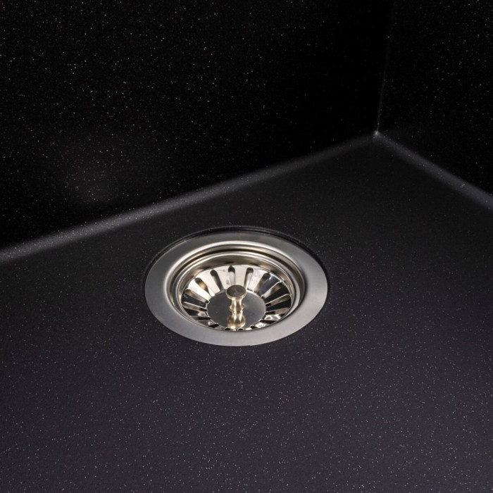 Valeso Davina 5750 Чорний металик — глибока гранітна мийка 57 см для кухні