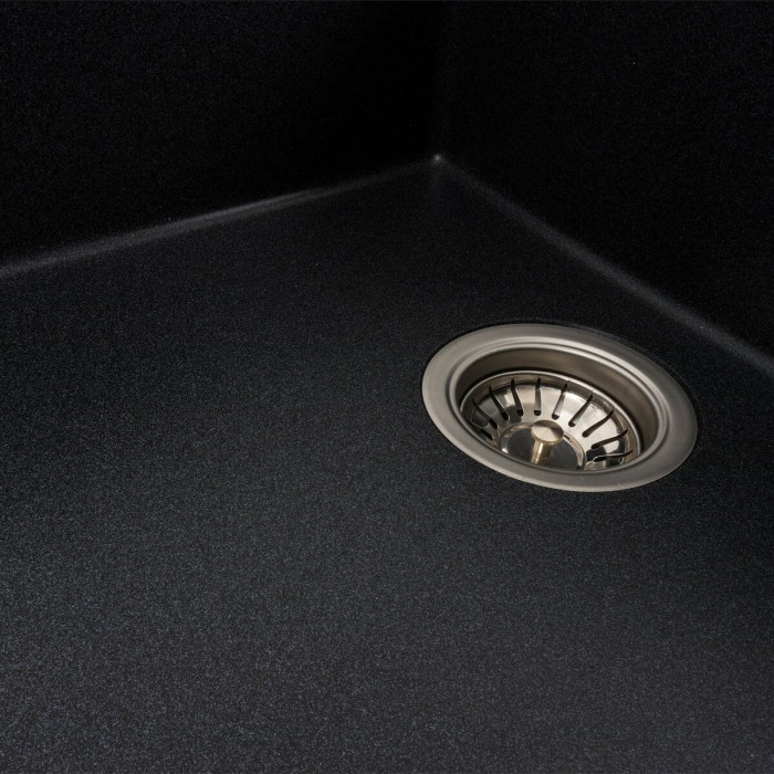 Valeso Diamond 8650 carbon – 86 cm quartz composite sink with a matte surface; large 55x45 cm bowl and dish drying platform