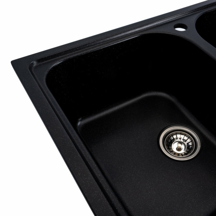 Valeso Equatoria 7950 Black Metallic - kitchen sink with two large bowls without a dish drying area; size 79 by 49 cm