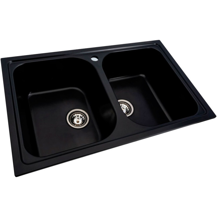 Valeso Equatoria 7950 Black – 79 cm double-bowl black quartz sink for the kitchen
