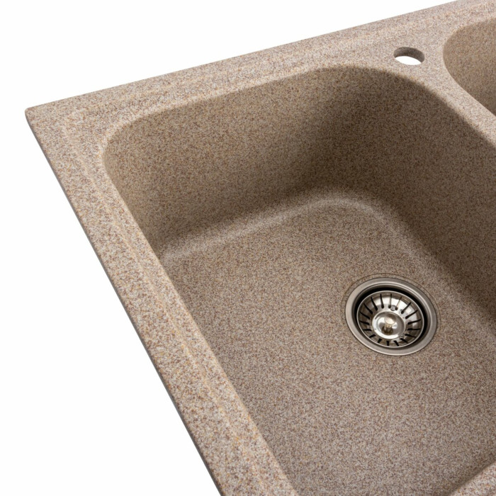 Valeso Equatoria 7950 Caramel - granite inset double-bowl kitchen sink; size 79 cm