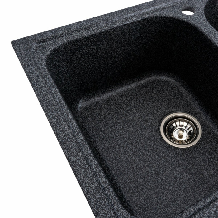 Valeso Equatoria 7950 graphite|double-bowl granite sink 79 cm wide for inset installation into a kitchen countertop