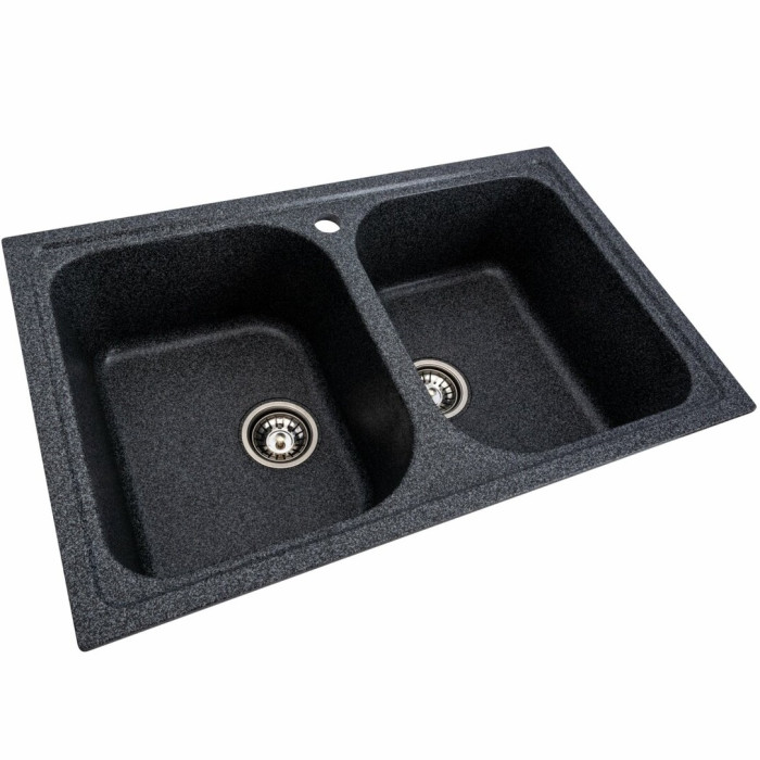 Valeso Equatoria 7950 graphite|double-bowl granite sink 79 cm wide for inset installation into a kitchen countertop