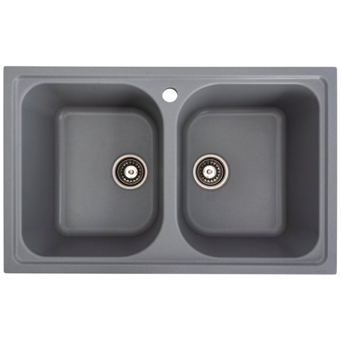 Кухонна гранітна мийка Valeso Equatoria 7950 сірий металик на дві чаші