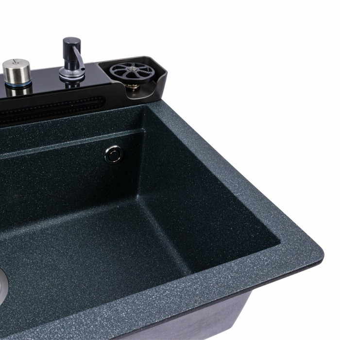 Valeso Evanora 7546 anthracite — 75×46 cm with waterfall mixer and filter tap