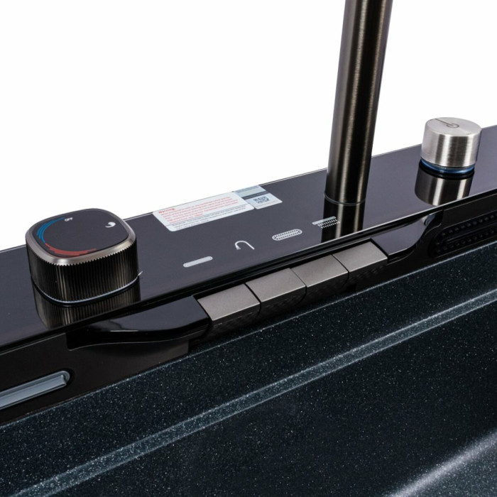 Valeso Evanora 7546 anthracite — 75×46 cm with waterfall mixer and filter tap