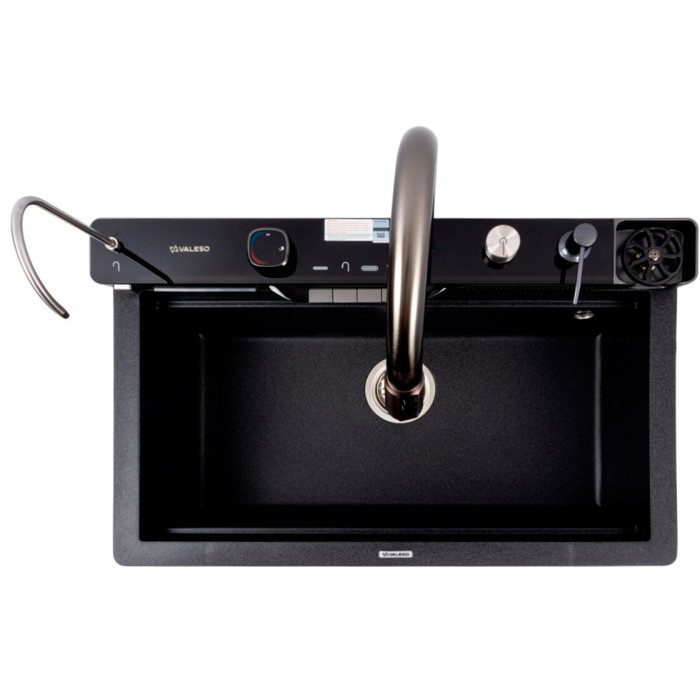 Valeso Evanora 7546 карбон - багатофункціональна мийка гранітна зі змішувачем і водоспадом