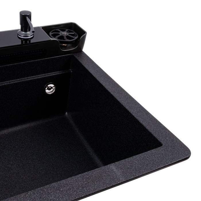 Valeso Evanora 7546 карбон - багатофункціональна мийка гранітна зі змішувачем і водоспадом