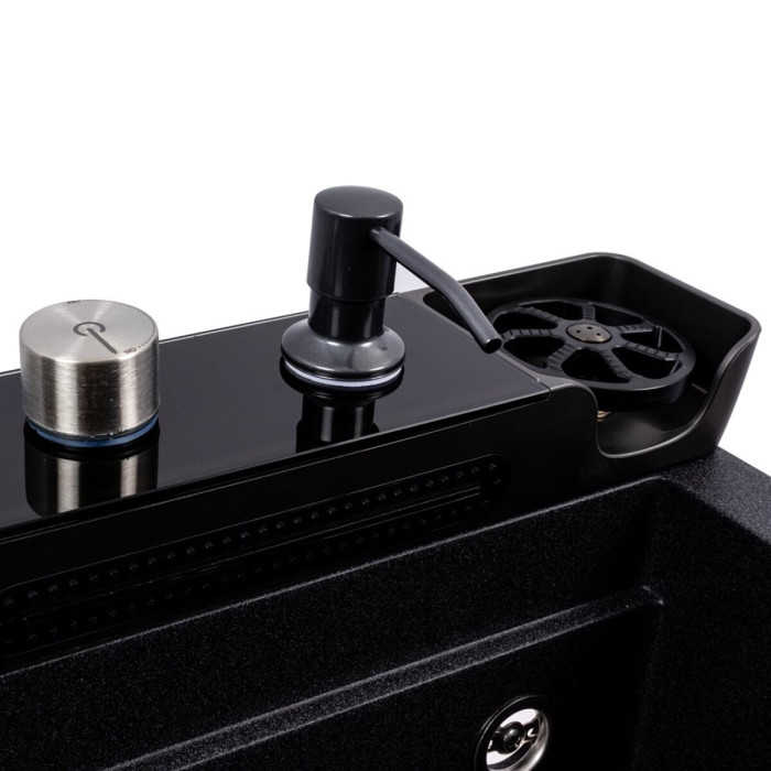 Valeso Evanora 7546 карбон - багатофункціональна мийка гранітна зі змішувачем і водоспадом