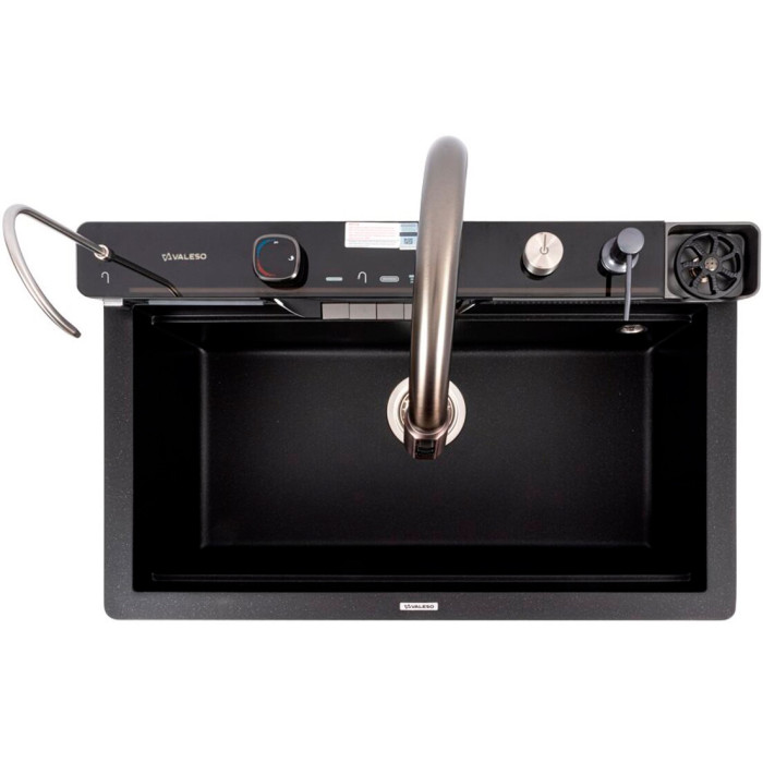 Valeso Evanora 7546 black metallic — granite sink with a faucet