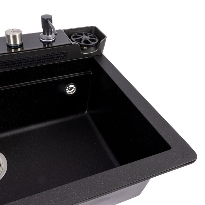 Valeso Evanora 7546 black metallic — granite sink with a faucet