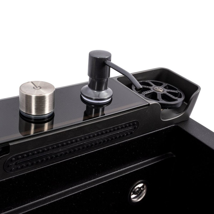Valeso Evanora 7546 black metallic — granite sink with a faucet
