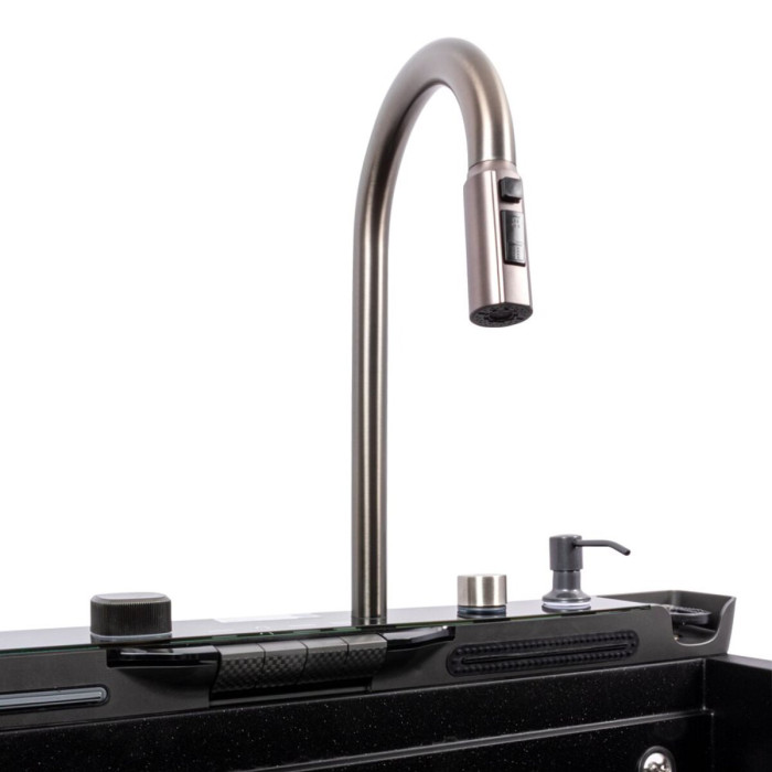 Valeso Evanora 7546 black metallic — granite sink with a faucet