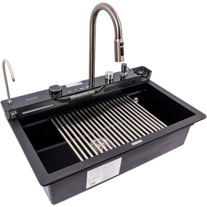 Valeso Evanora 7546 black metallic — granite sink with a faucet