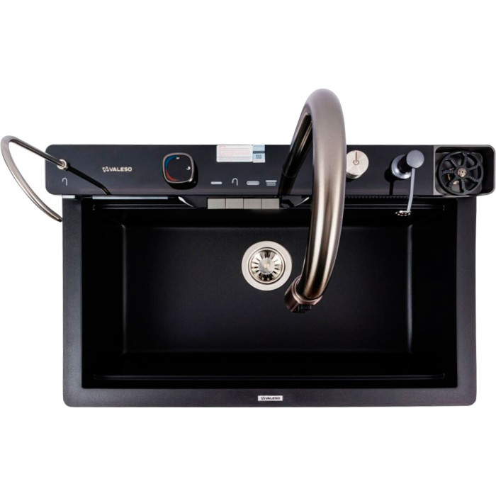 Valeso Evanora 7546 black — kitchen system with faucet, rinser, and filter tap
