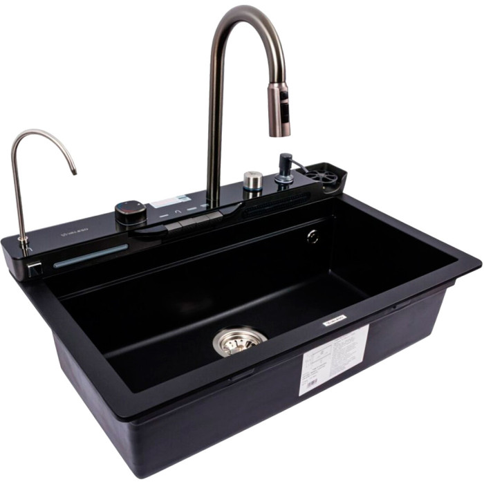 Valeso Evanora 7546 black — kitchen system with faucet, rinser, and filter tap