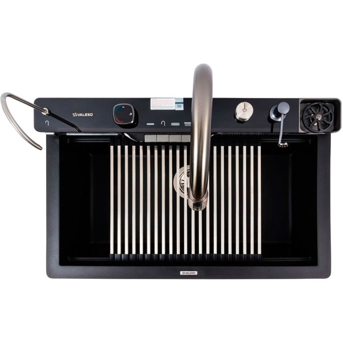 Valeso Evanora 7546 black — kitchen system with faucet, rinser, and filter tap