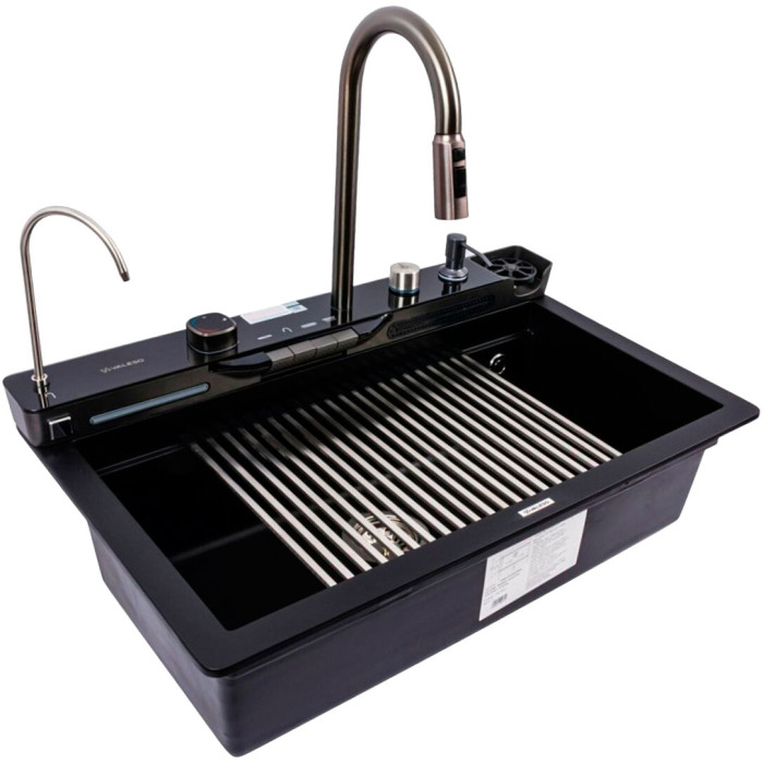 Valeso Evanora 7546 black — kitchen system with faucet, rinser, and filter tap